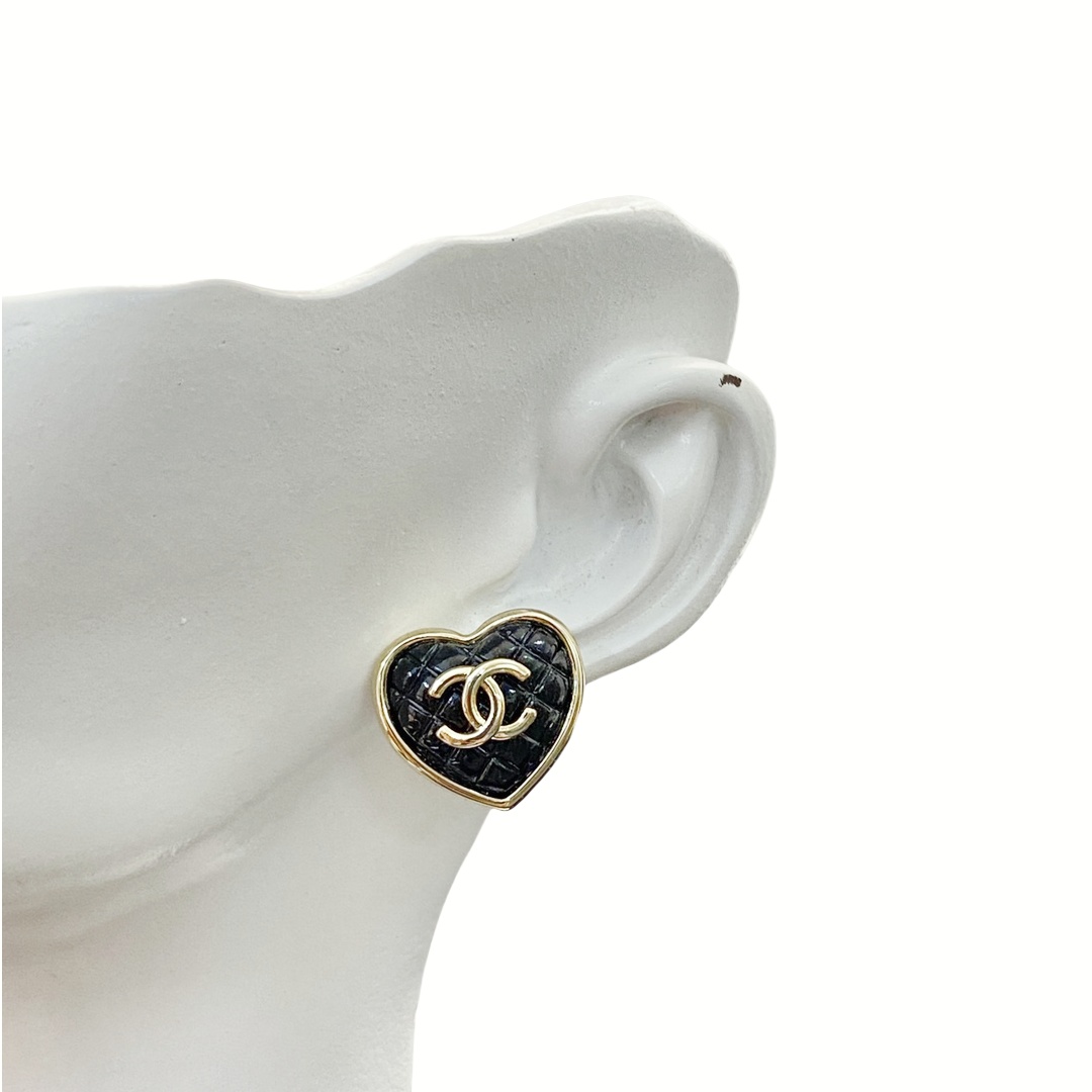 CCE729 Ling plaid  Heart cc logo drop Earring For Women - ccjewelryacc
