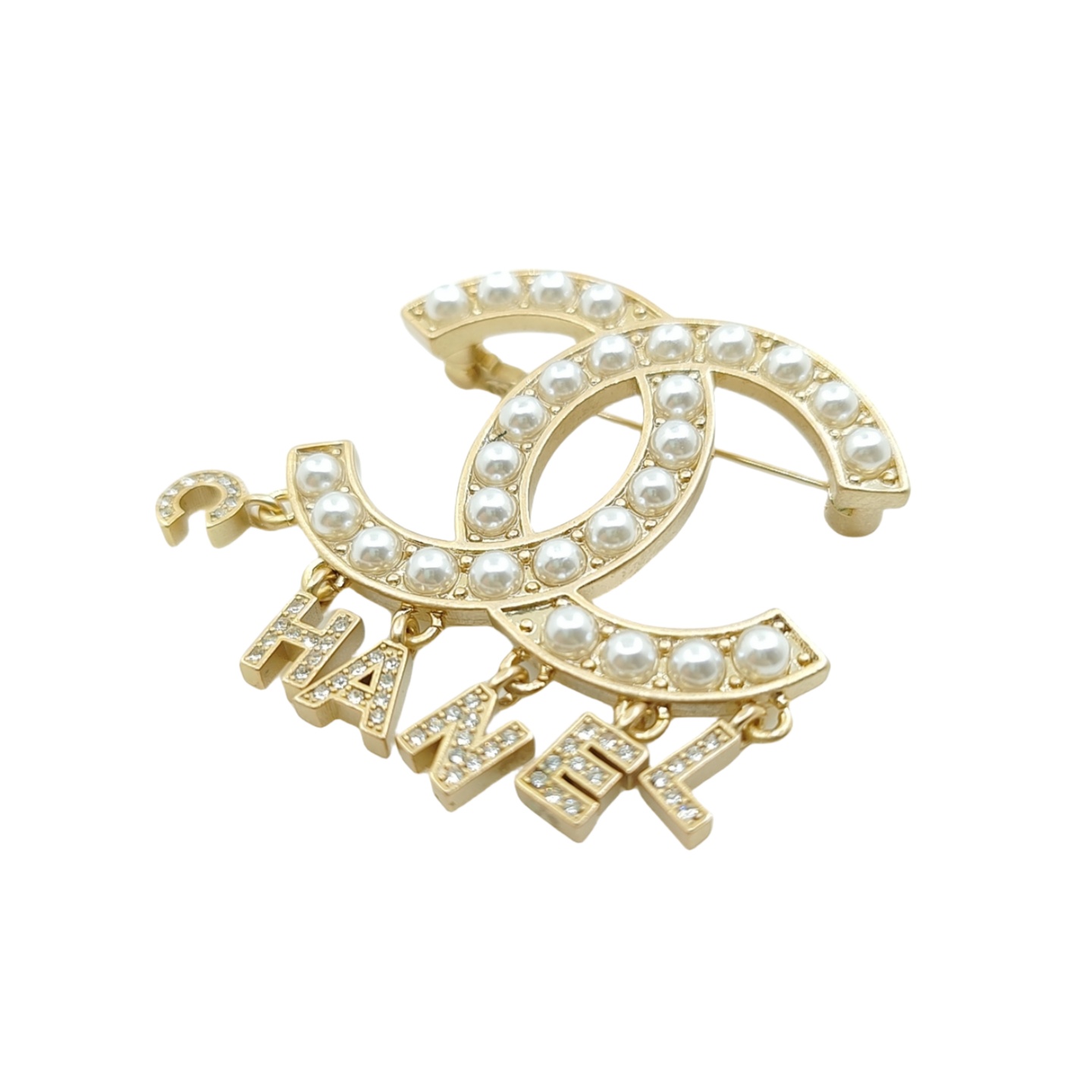 BCB090 Pearl CC logo brooch - ccjewelryacc