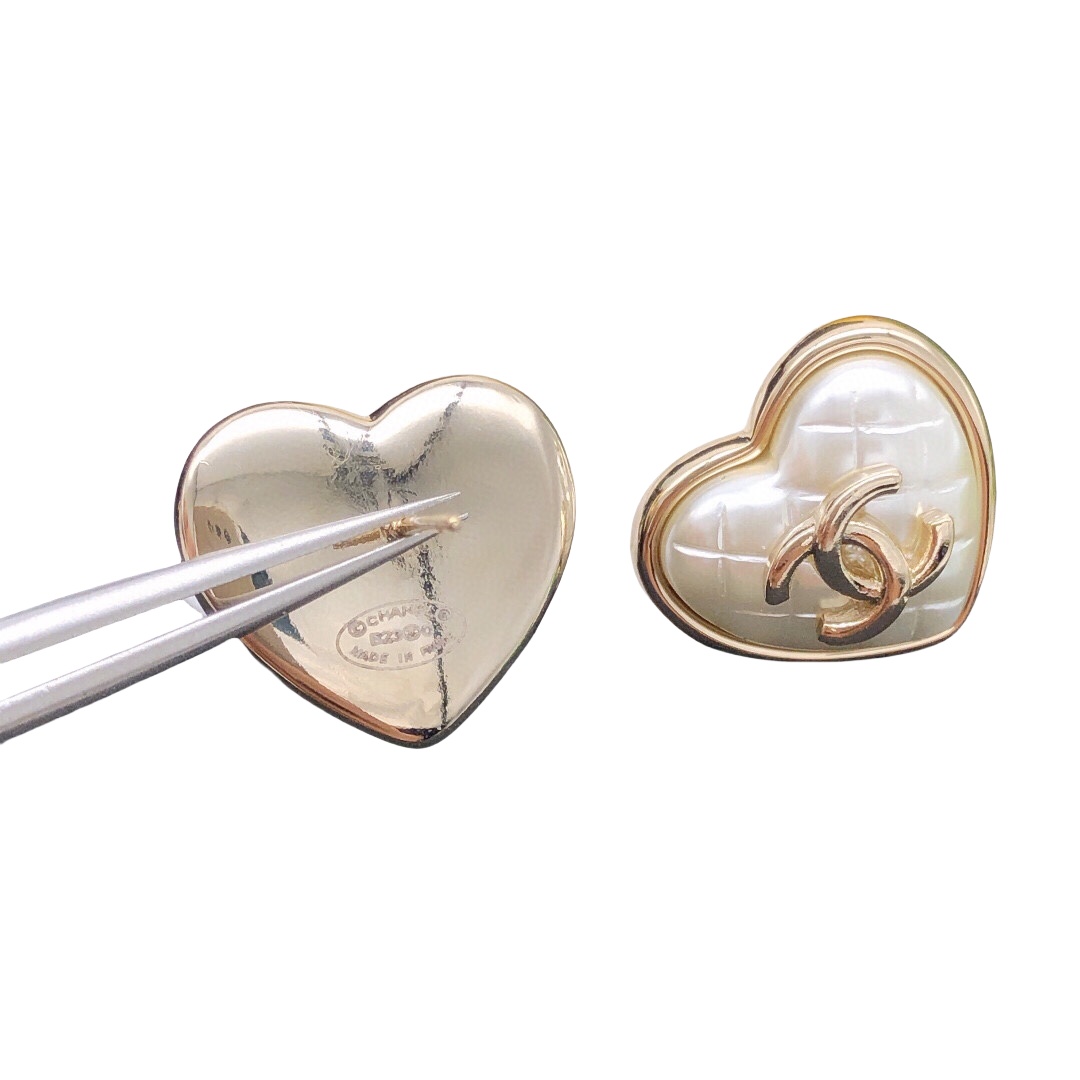CCE729 Ling plaid  Heart cc logo drop Earring For Women - ccjewelryacc