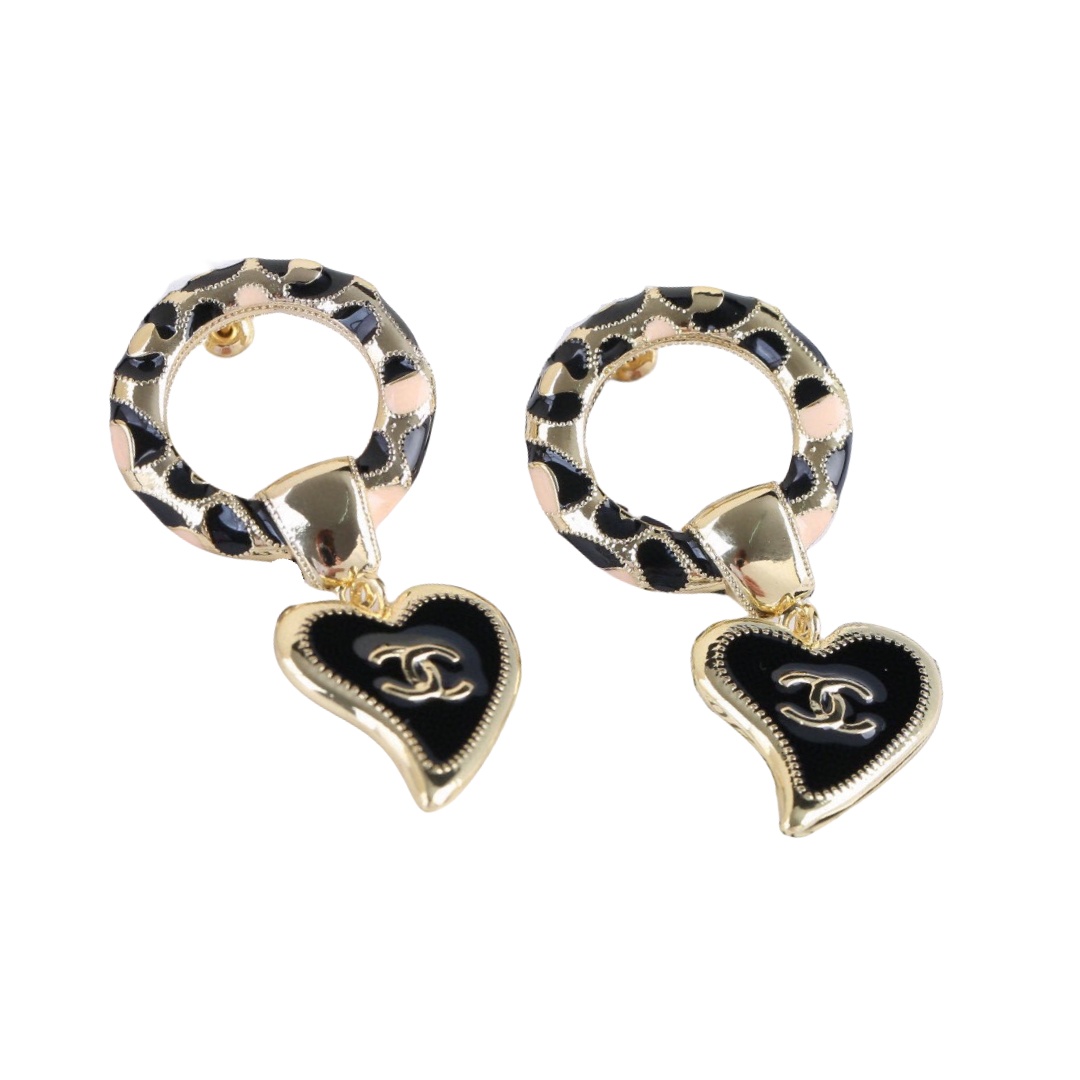 CCE087 CC black enamel heart earring - ccjewelryacc