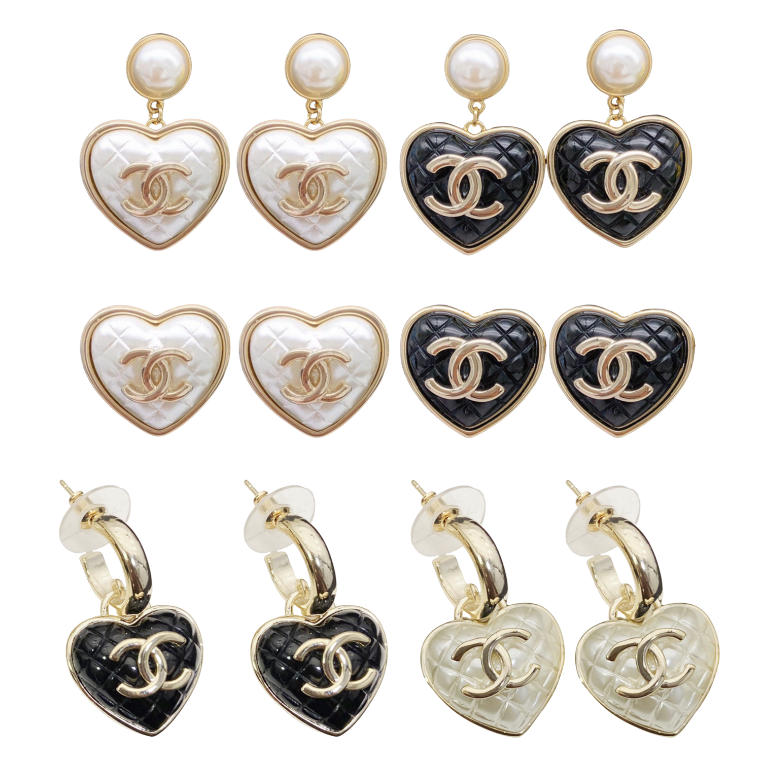 CCE729 Ling plaid  Heart cc logo drop Earring For Women - ccjewelryacc