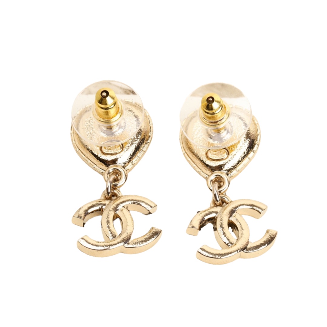 CCE824 24A Mother of pearl with Swarovski crystal heart stud earrings - ccjewelryacc