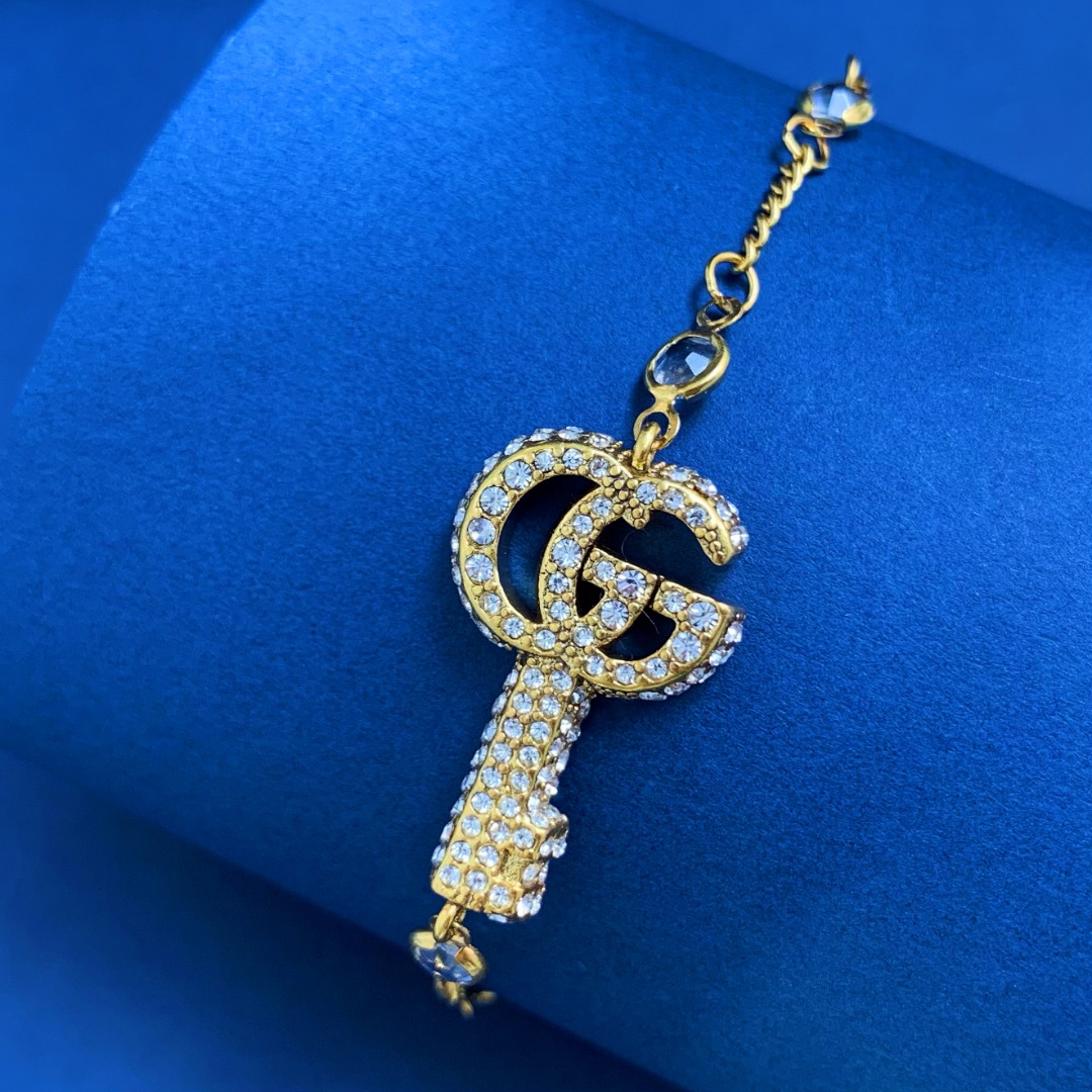 GGN001 Double G key necklace with crystals - ccjewelryacc