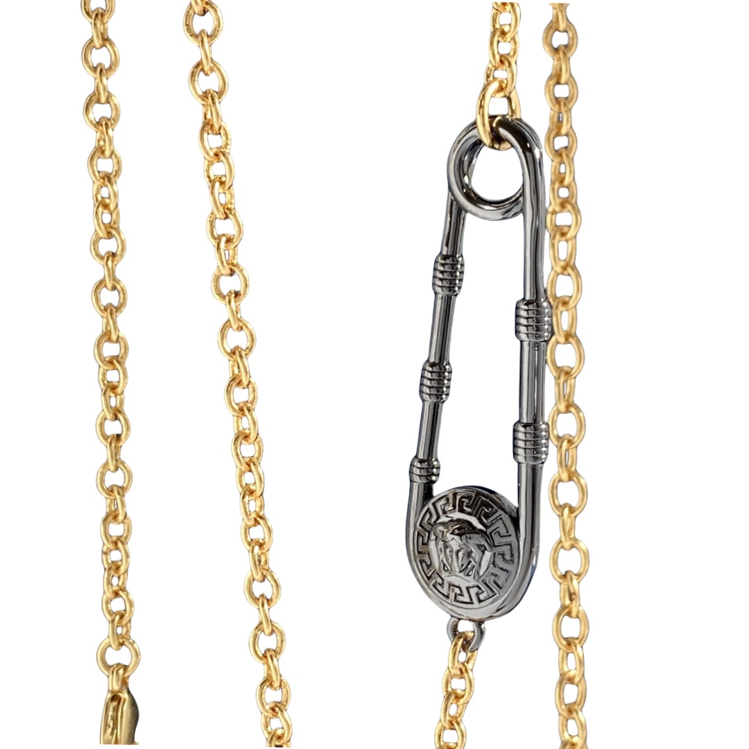 VSN018 Ancient Greek Medusa safety pin necklace - ccjewelryacc