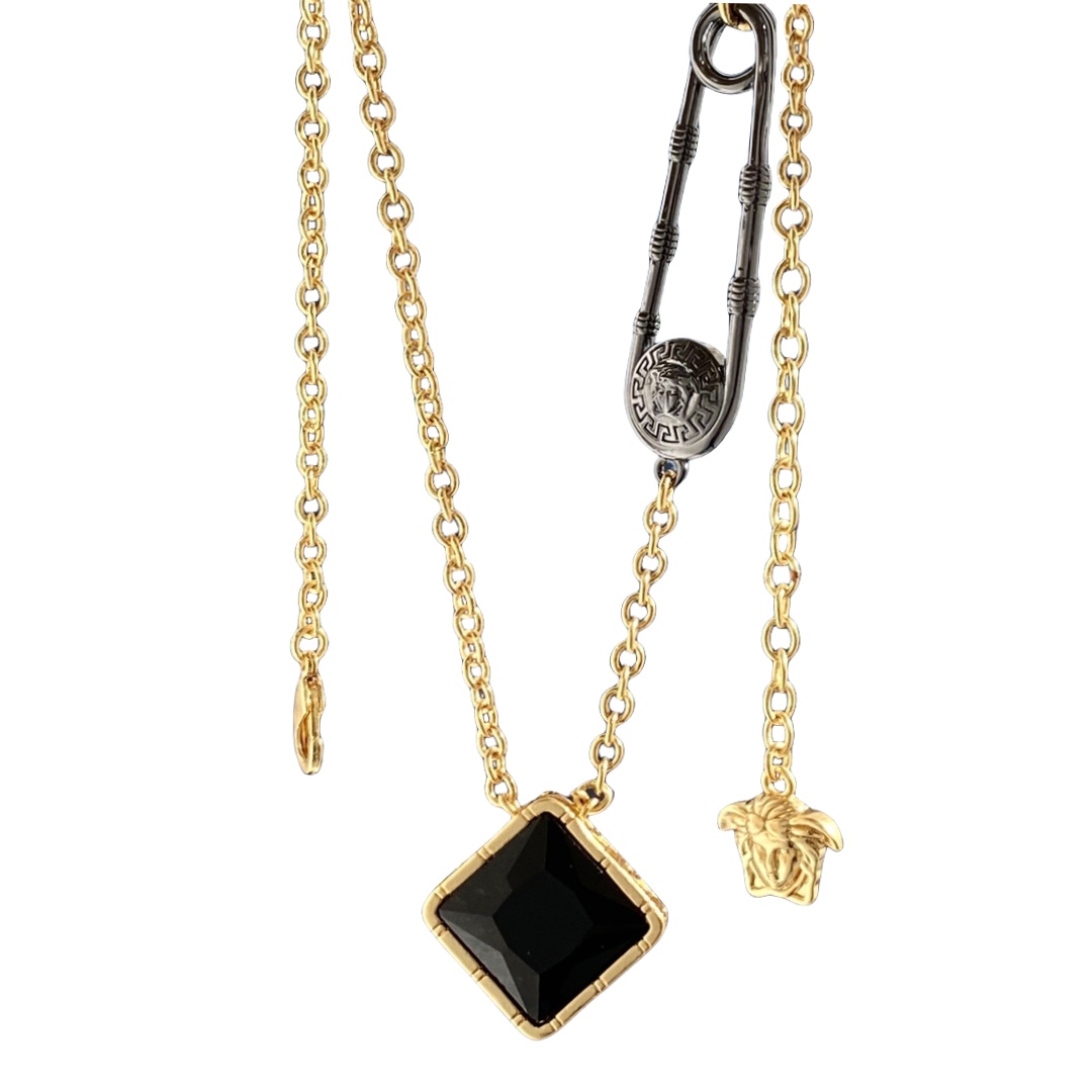 VSN018 Ancient Greek Medusa safety pin necklace - ccjewelryacc