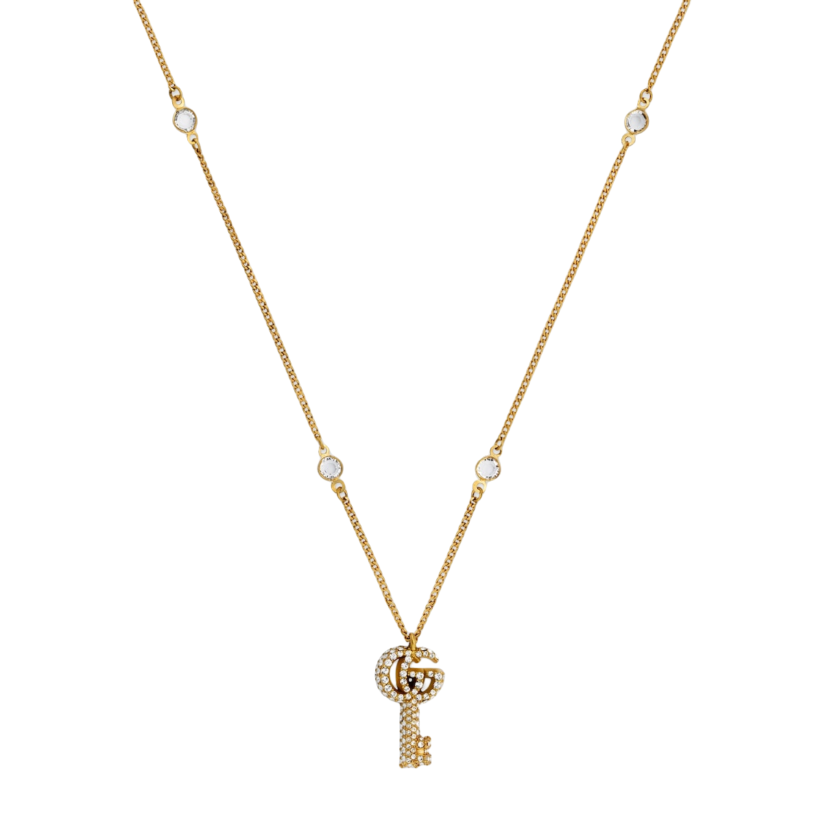 GGN001 Double G key necklace with crystals - ccjewelryacc
