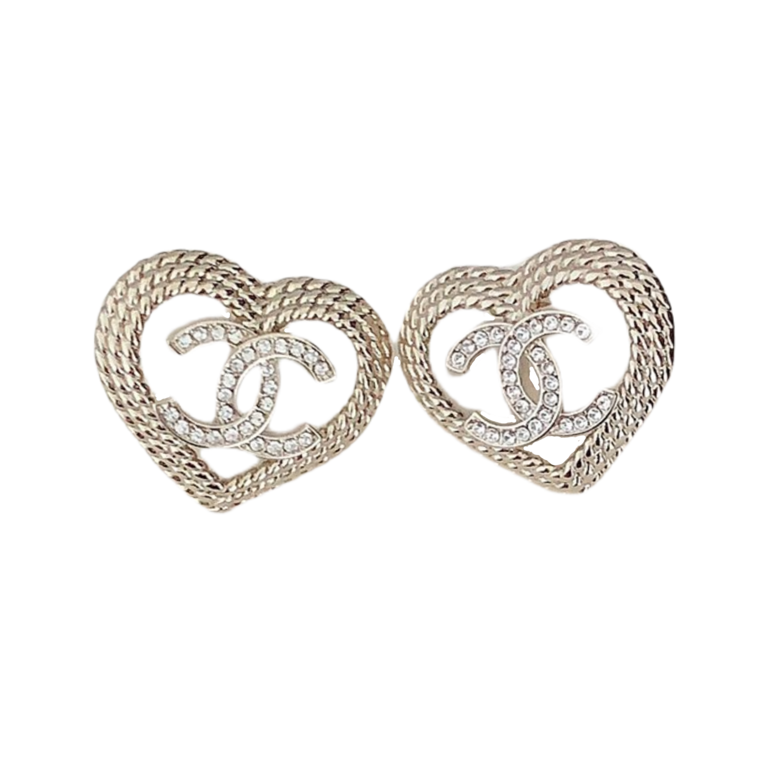 CCE497 24P hollowed-out heart shaped with cc logo stud earring - ccfashionjewelry