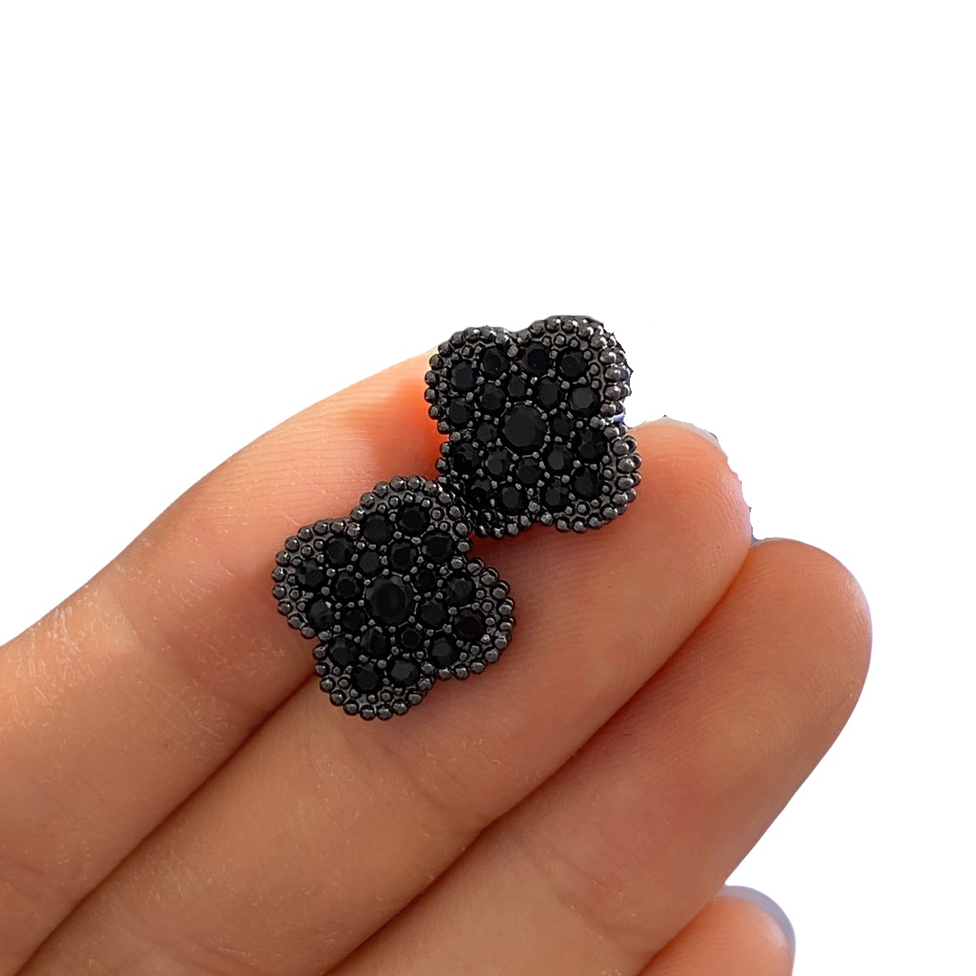 VCE044 Black VCA Vintage Magic Alhambra stud earring - ccfashionjewelry