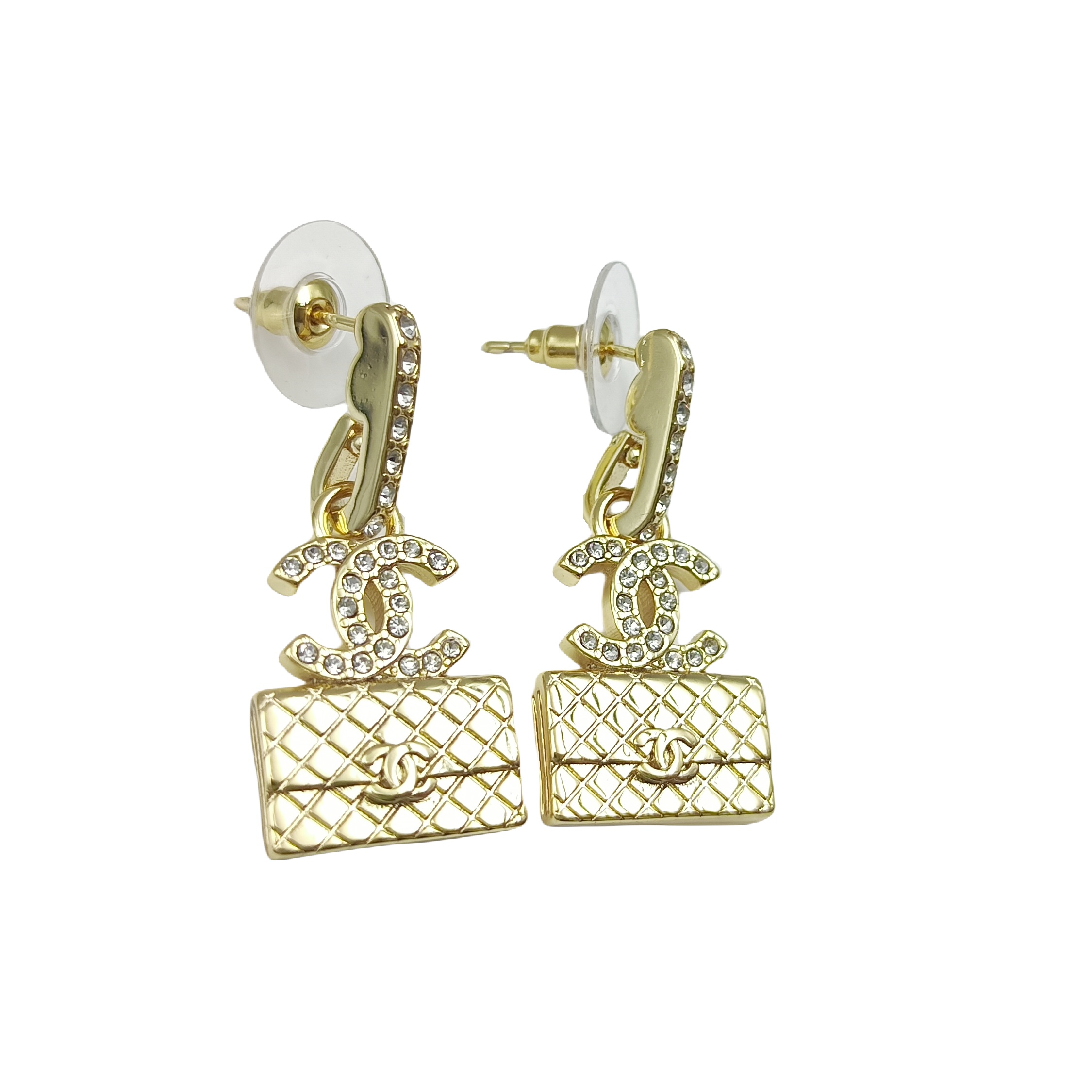 CCE059 Metal gold bag with CC logo earring - ccjewelryacc