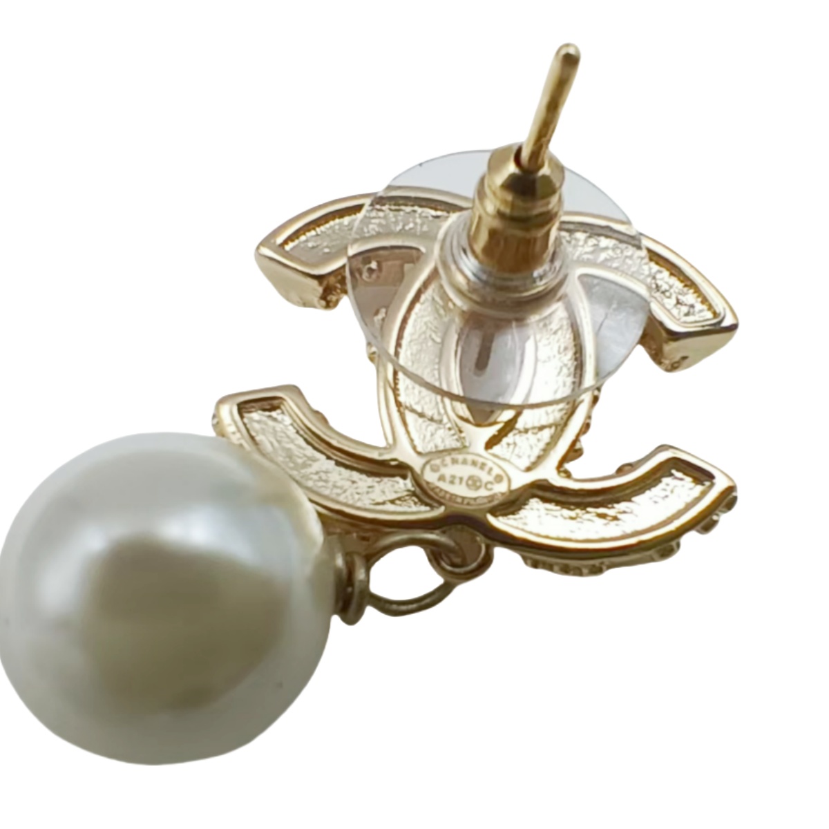 CCE116 Pearl and crystal CC Logo earring - ccjewelryacc