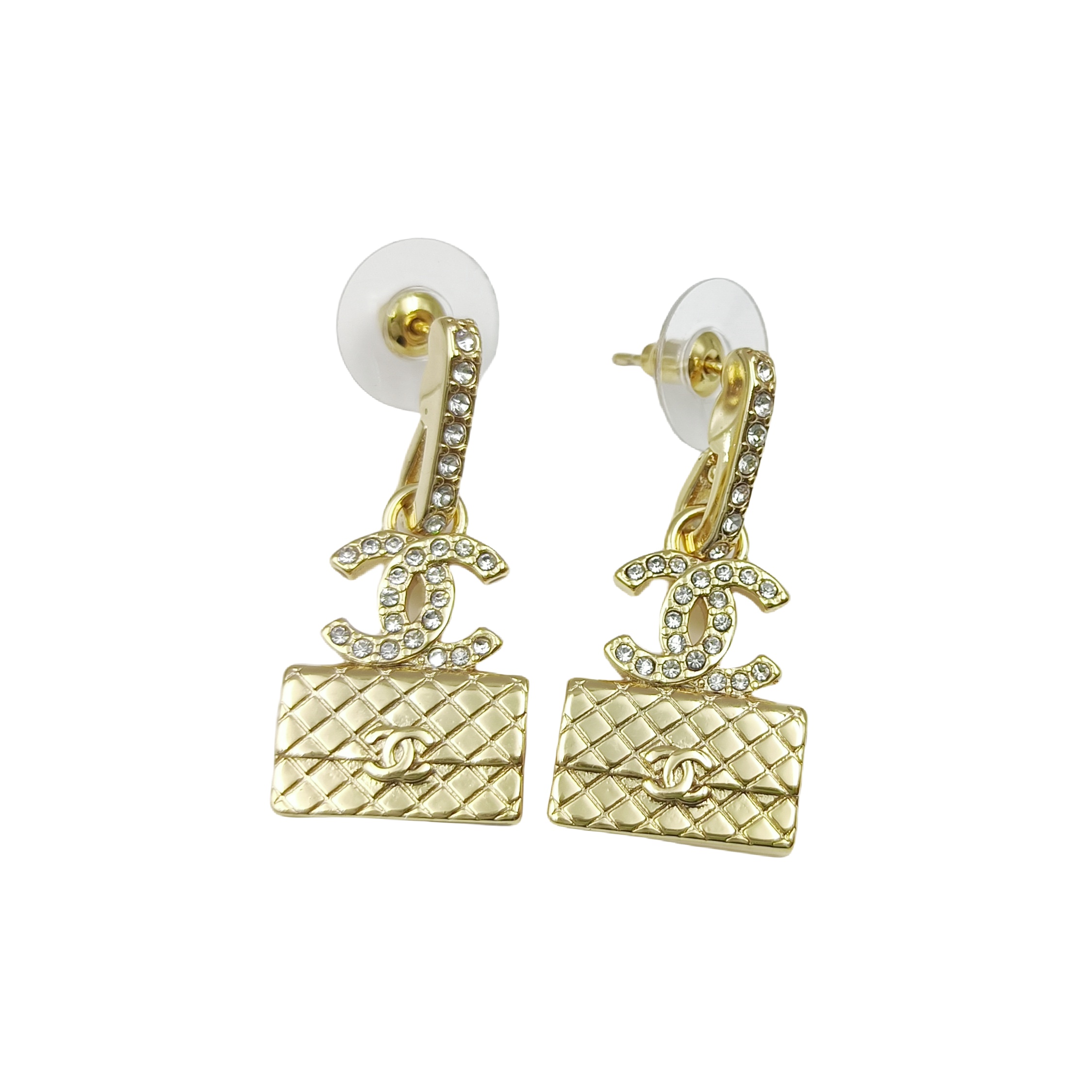 CCE059 Metal gold bag with CC logo earring - ccjewelryacc