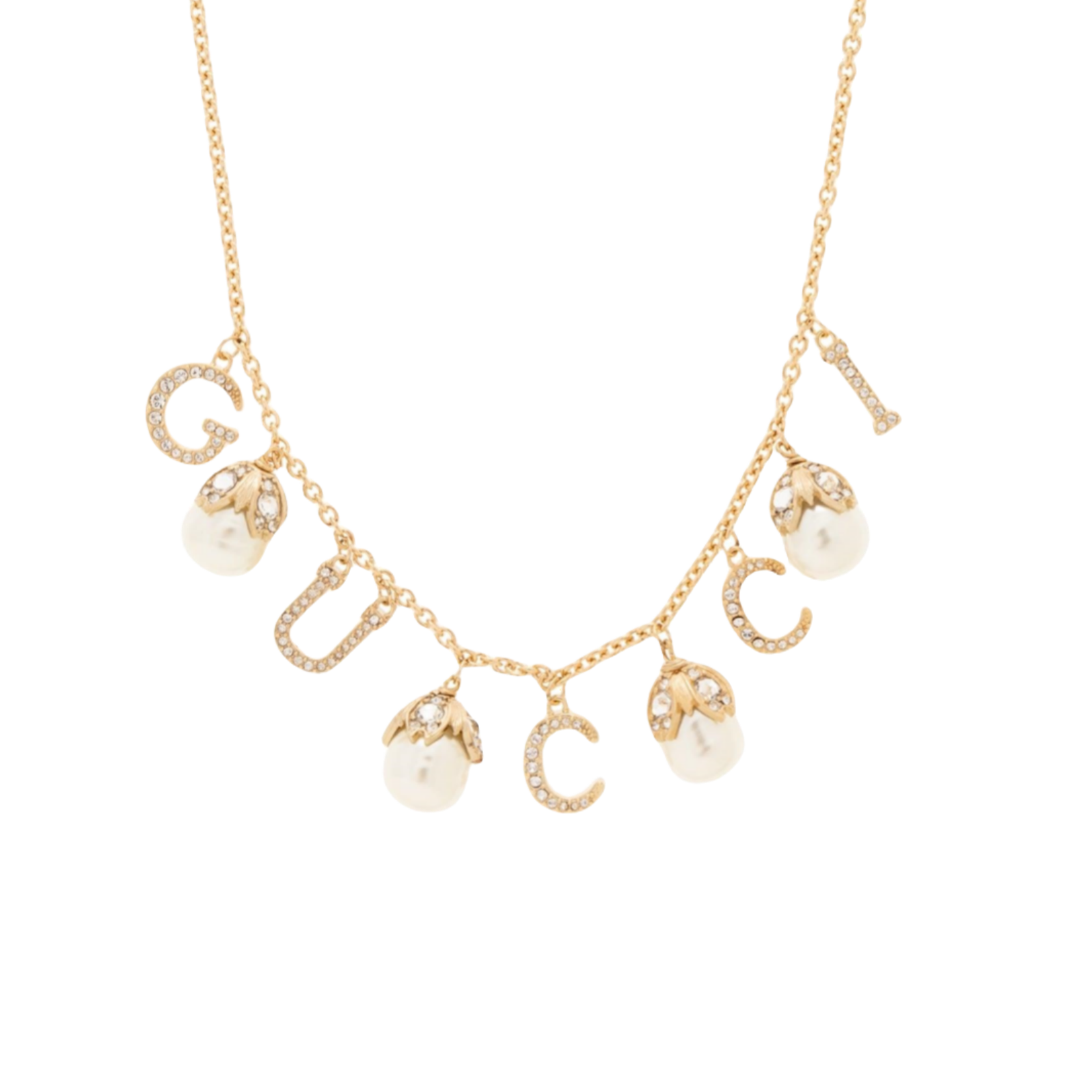 GGN044 GG Logo Pearl Embellished Necklace - ccjewelryacc