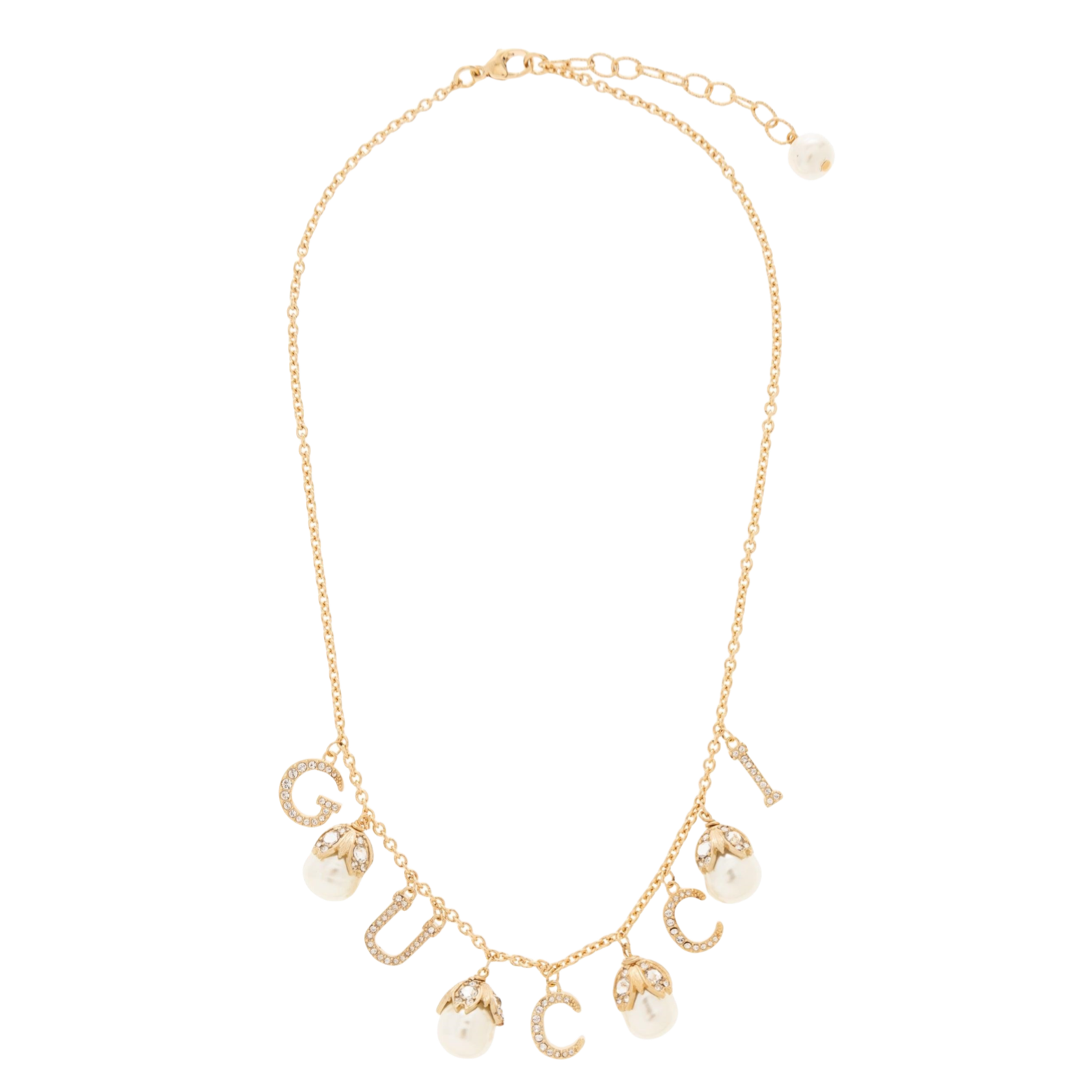 GGN044 GG Logo Pearl Embellished Necklace - ccjewelryacc