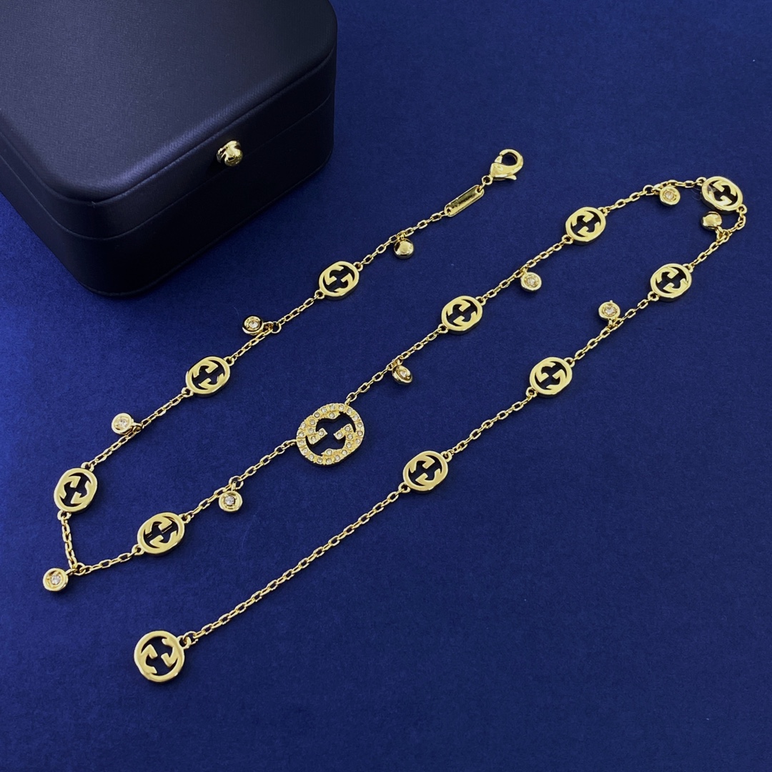 GGN007  GG Interlocking charms choker necklace - ccjewelryacc