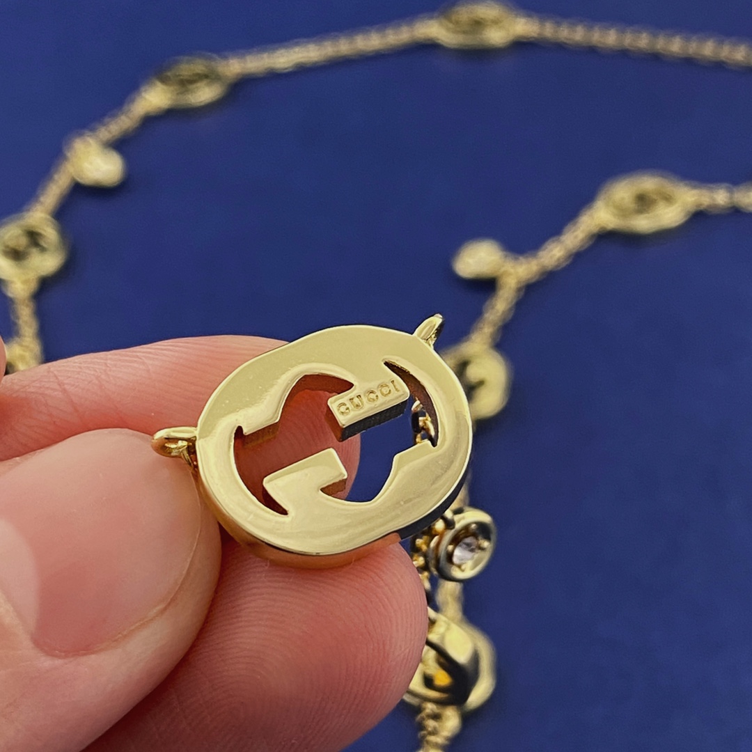 GGN007  GG Interlocking charms choker necklace - ccjewelryacc