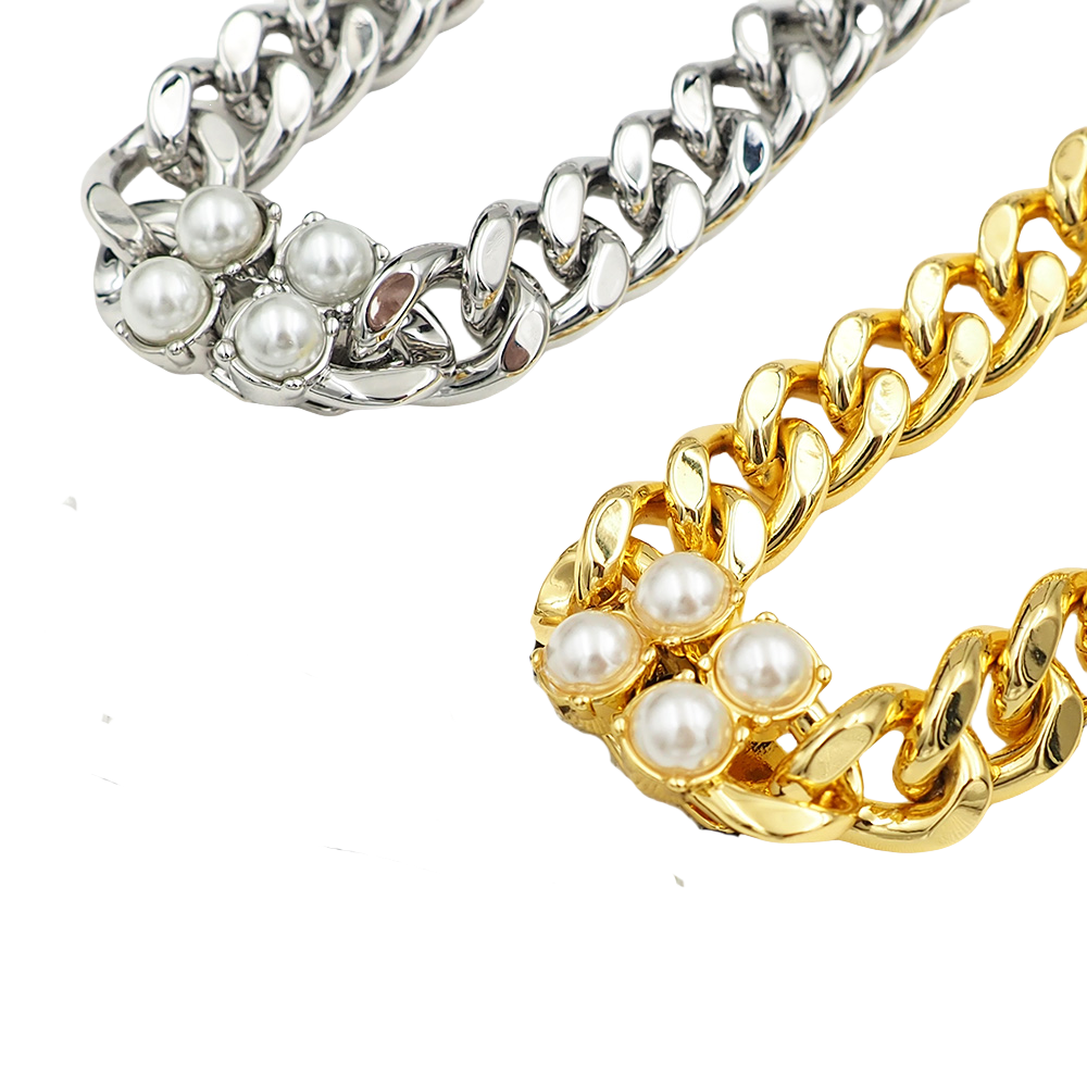 GGN051 Pearl GG logo pendant necklace bracelet earring set - ccjewelryacc