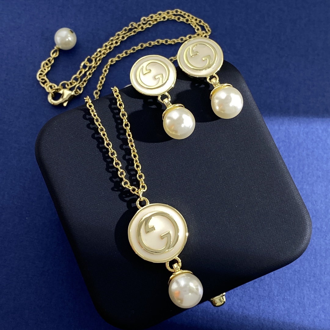 GGN023 GG Pearl blondie pendant necklace - ccjewelryacc