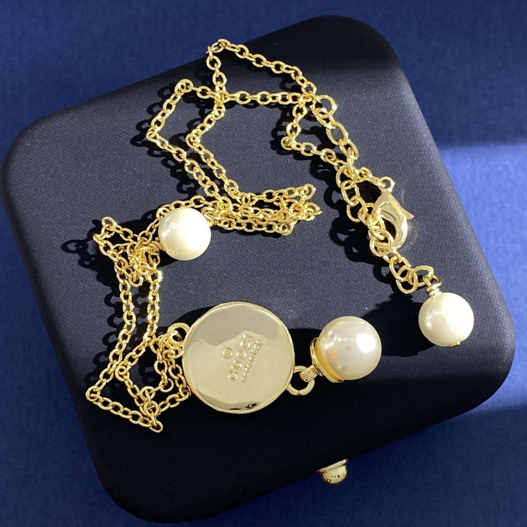 GGN023 GG Pearl blondie pendant necklace - ccjewelryacc