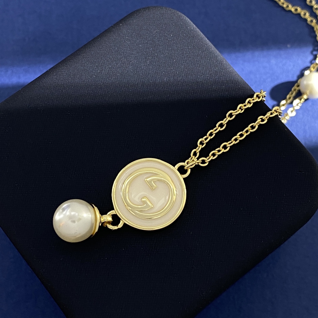 GGN023 GG Pearl blondie pendant necklace - ccjewelryacc