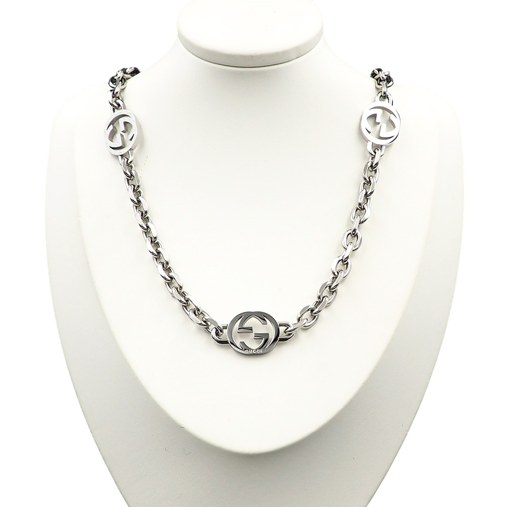 GGN033 Interlocking GG Chain Necklace 3 motif - ccjewelryacc