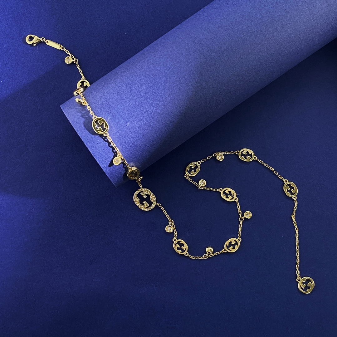 GGN007  GG Interlocking charms choker necklace - ccjewelryacc