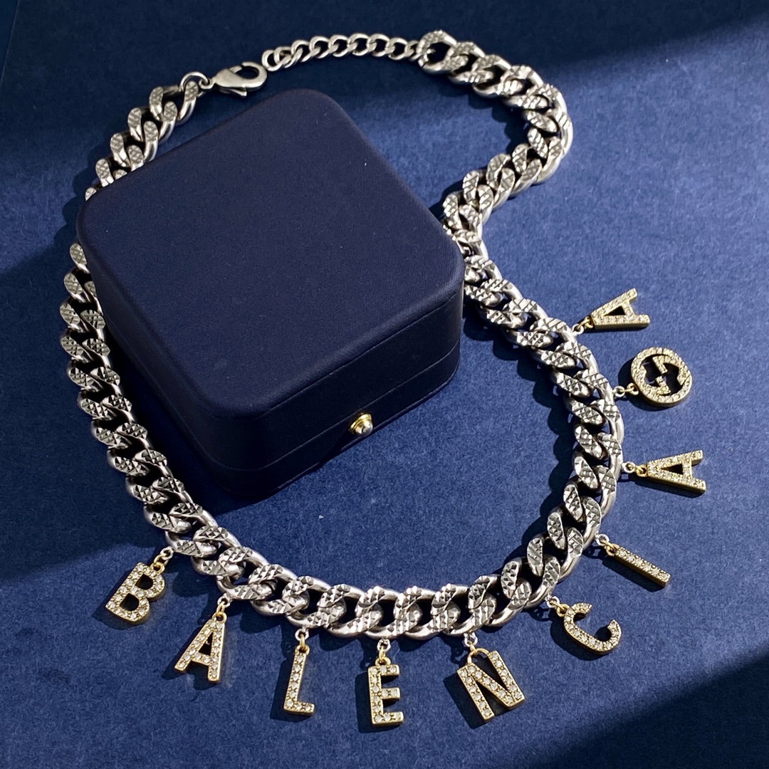 GGN035 GG Charm chunck choker Necklace silver - ccjewelryacc