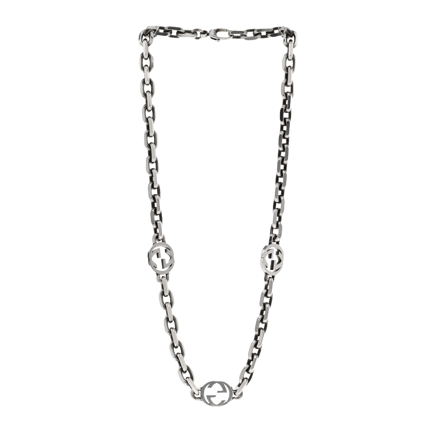 GGN033 Interlocking GG Chain Necklace 3 motif - ccjewelryacc