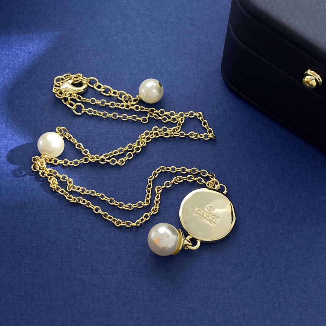 GGN023 GG Pearl blondie pendant necklace - ccjewelryacc