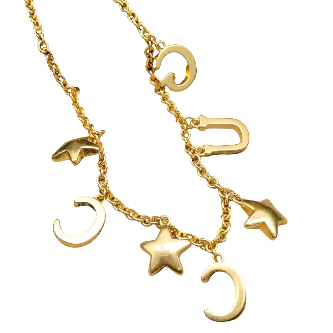 GGN018 Crystal Stars charms and G U C C I letter charms choker necklace - ccjewelryacc