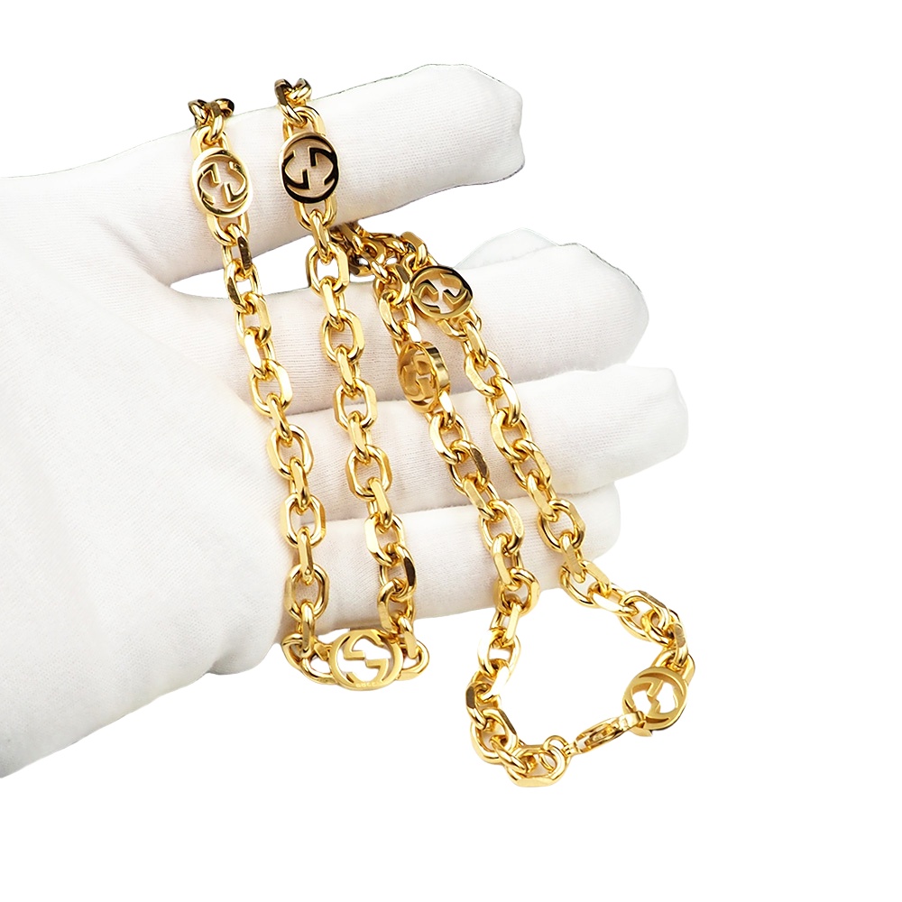 GGN034 Interlocking G Chain Necklace 5 motif - ccjewelryacc