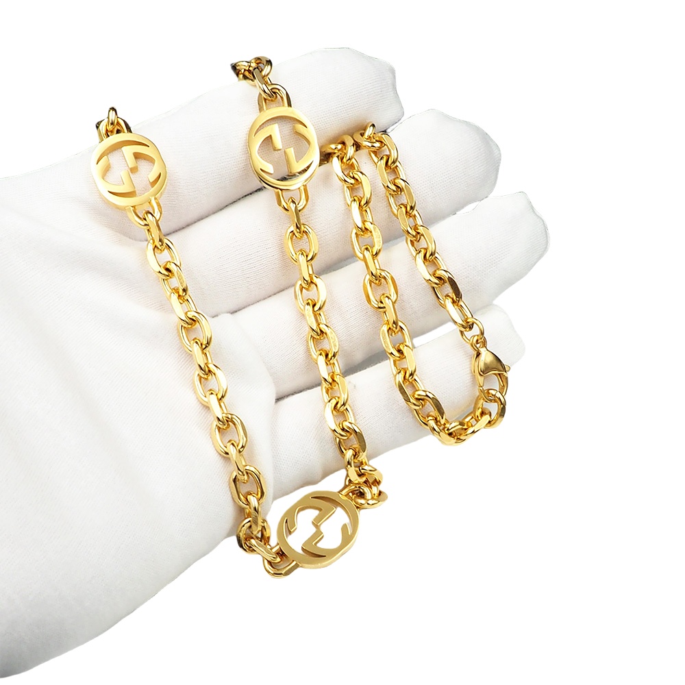 GGN033 Interlocking GG Chain Necklace 3 motif - ccjewelryacc