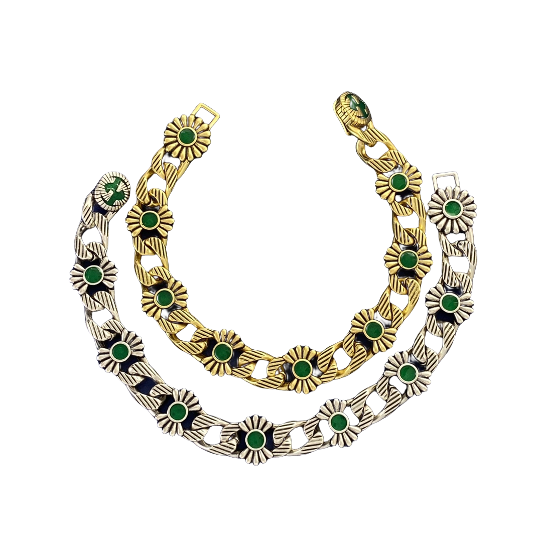 GGS012 GG Vintage daisy sunflower Cuba bracelet - ccjewelryacc
