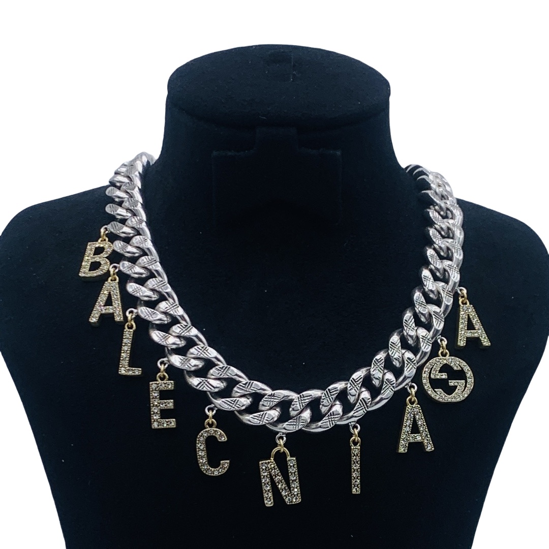 GGN035 GG Charm chunck choker Necklace silver - ccjewelryacc