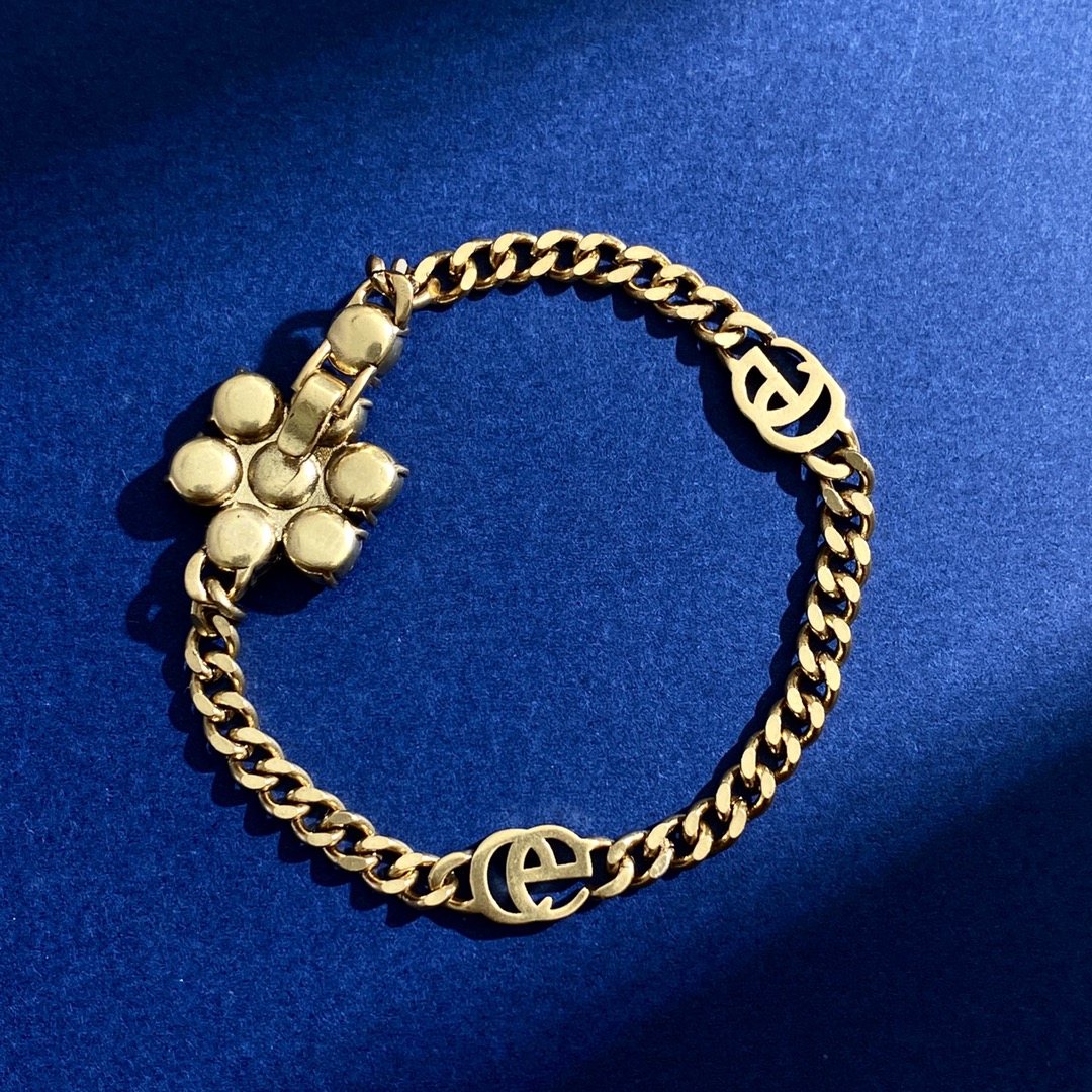 GGN009 Rhinestone GG Logo flower choker necklace bracelet - ccjewelryacc