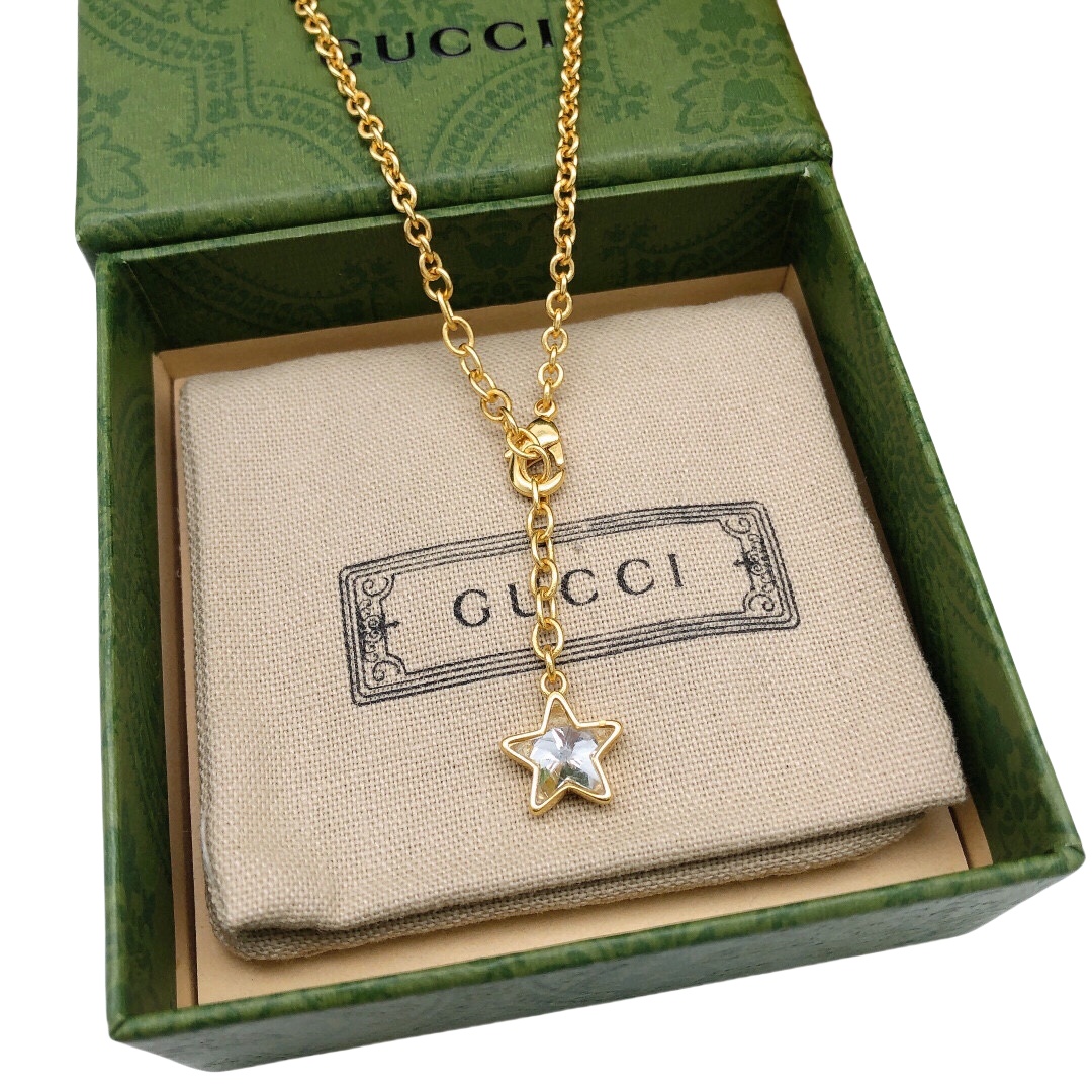 GGN018 Crystal Stars charms and G U C C I letter charms choker necklace - ccjewelryacc