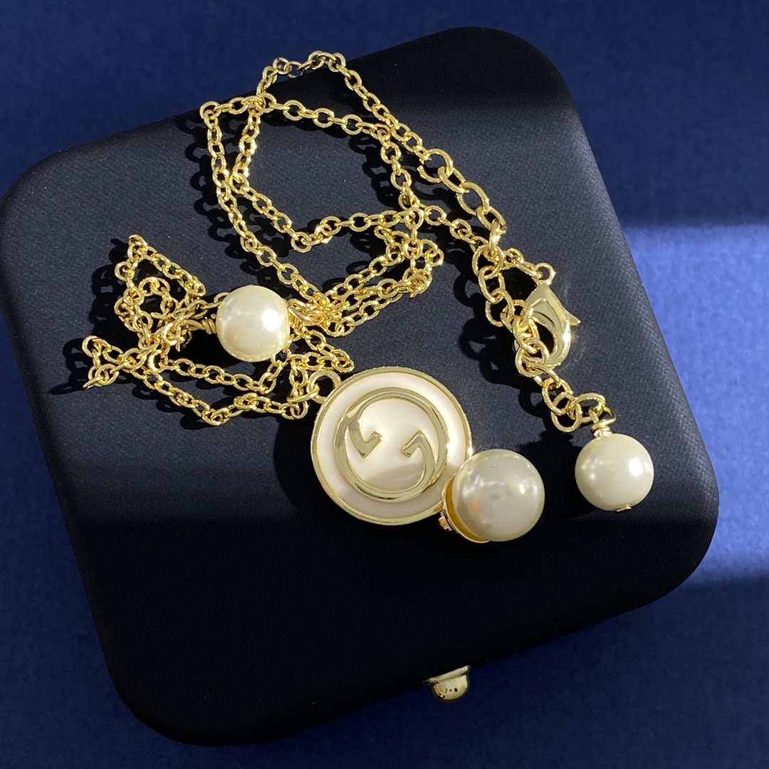 GGN023 GG Pearl blondie pendant necklace - ccjewelryacc