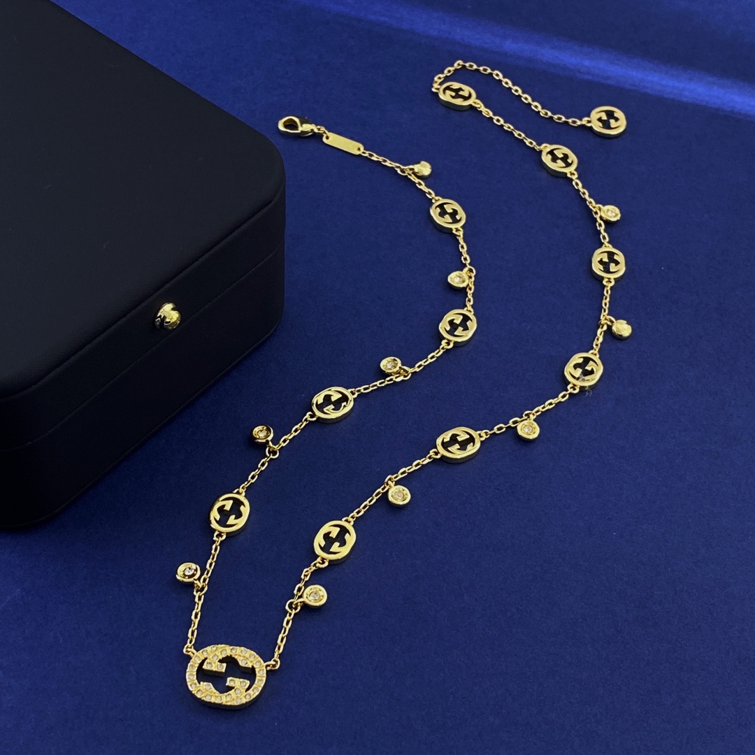 GGN007  GG Interlocking charms choker necklace - ccjewelryacc