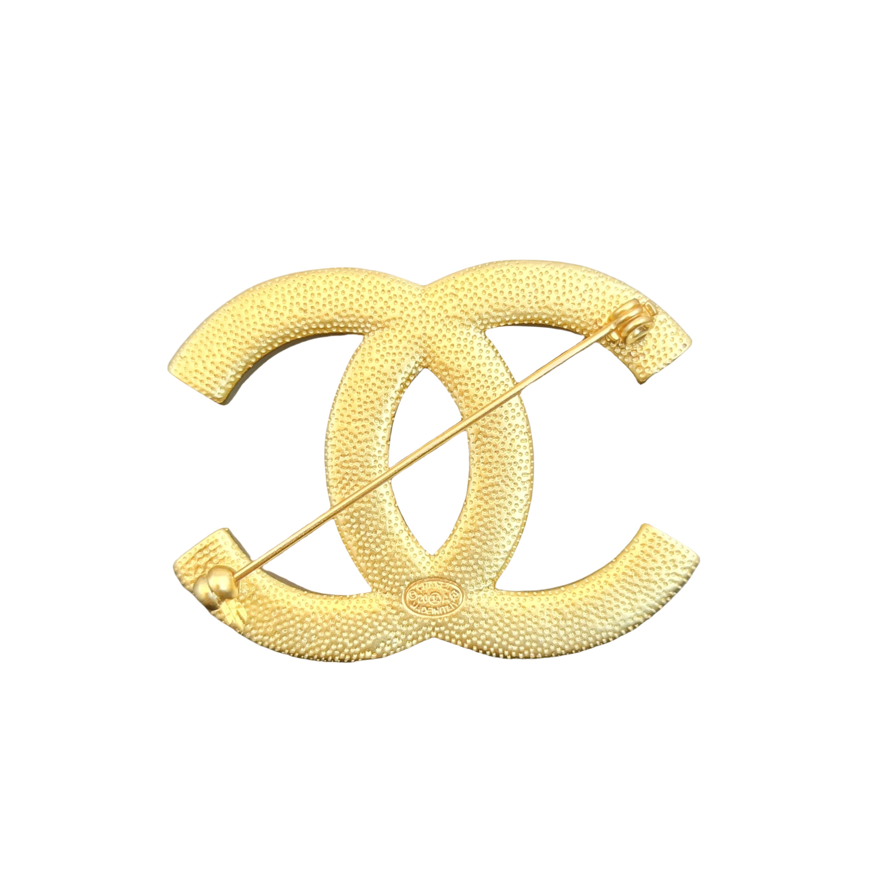 BCB317 Oval Rhinestone and black stone CC Logo brooch - ccjewelryacc