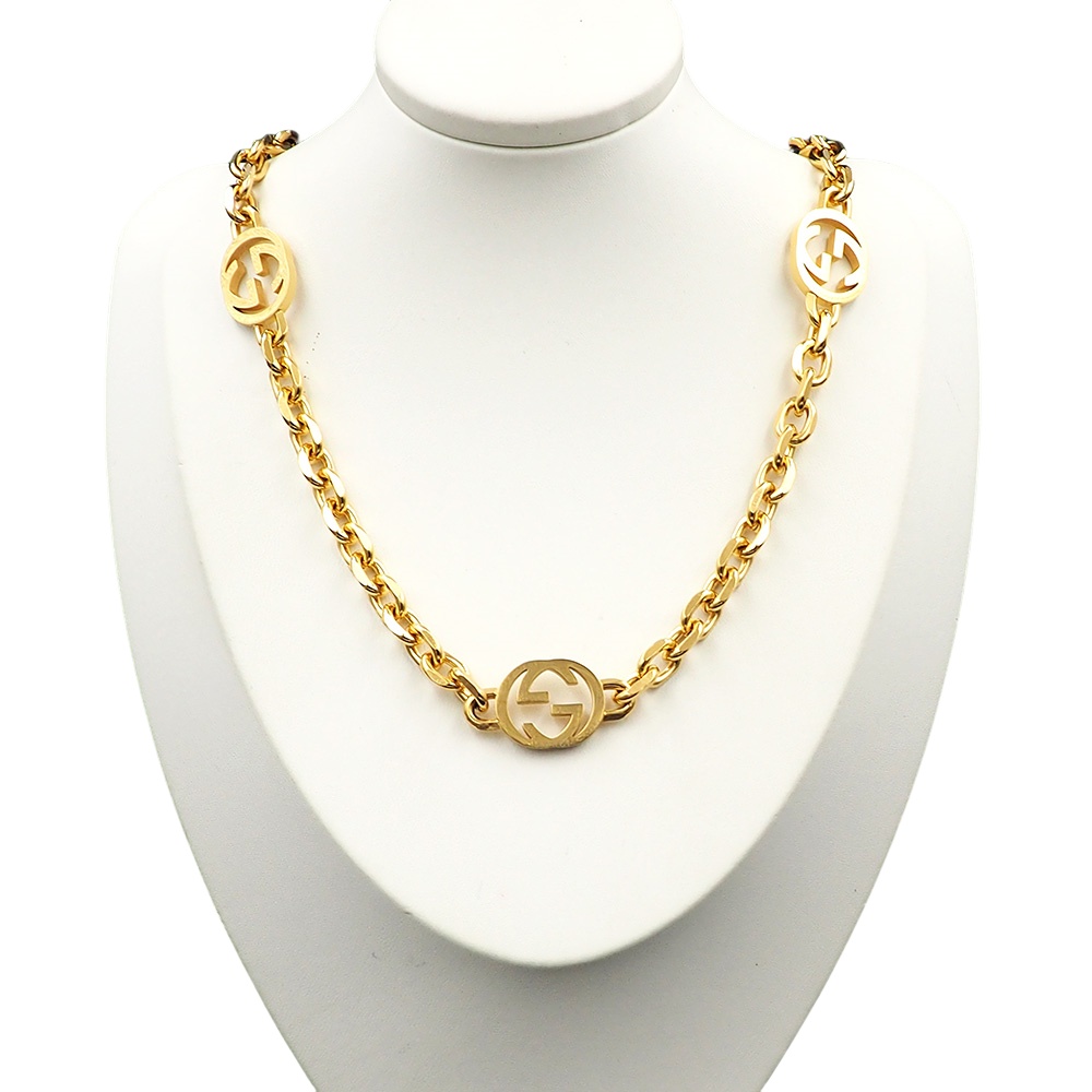 GGN033 Interlocking GG Chain Necklace 3 motif - ccjewelryacc