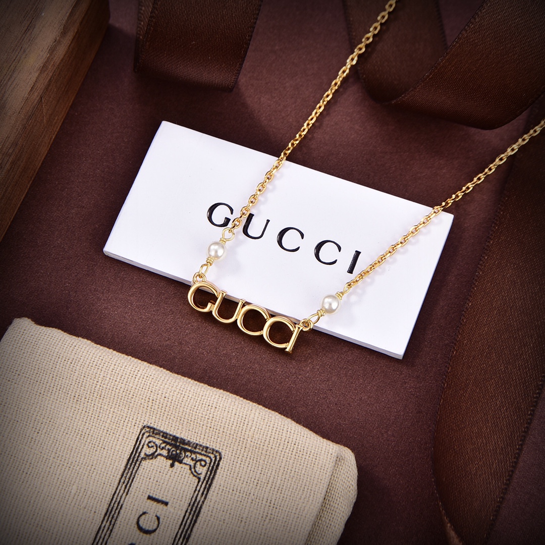 GGN029 G U C C I letter Pendant necklace - ccjewelryacc