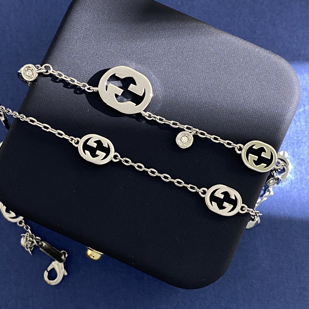 GGN007  GG Interlocking charms choker necklace - ccjewelryacc