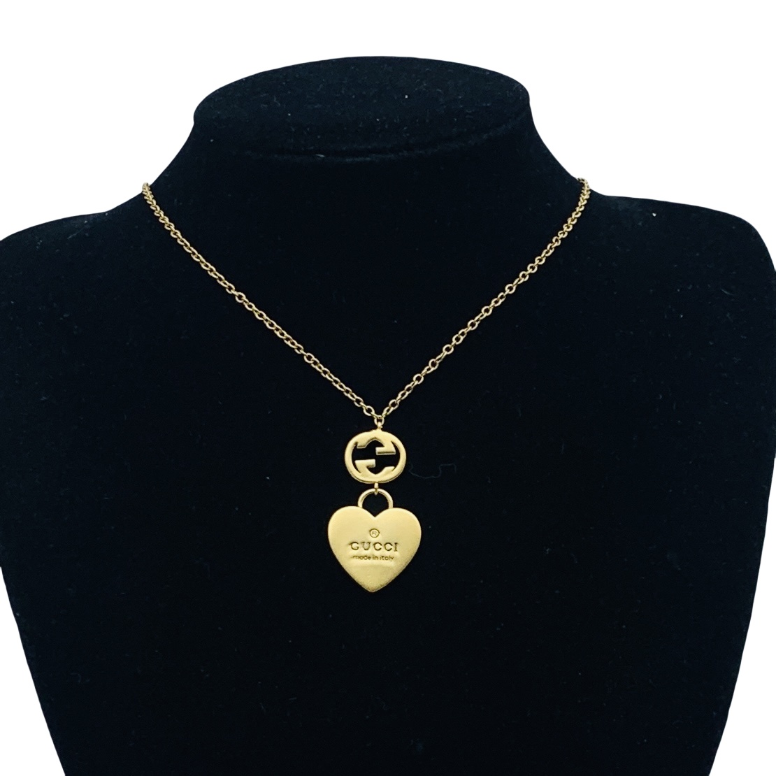 GGN041 Interlocking g with trademark heart pendant necklace - ccjewelryacc