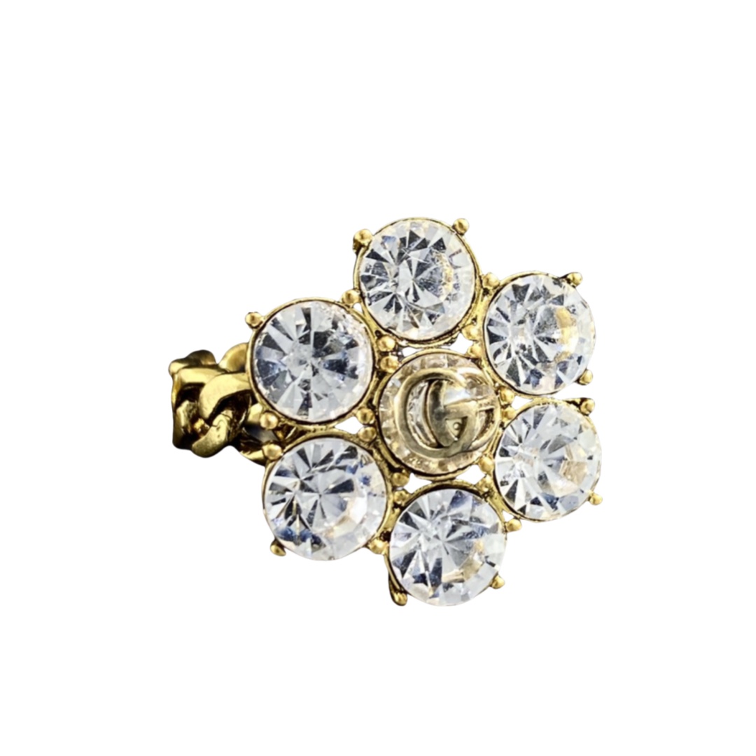 GGR001 7 diamond flower with GG logo ring - ccjewelryacc