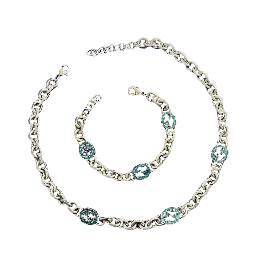 GGN055 Interlocking g choker necklace bracelet - ccjewelryacc