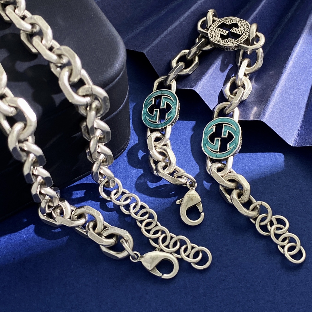 GGN055 Interlocking g choker necklace bracelet - ccjewelryacc