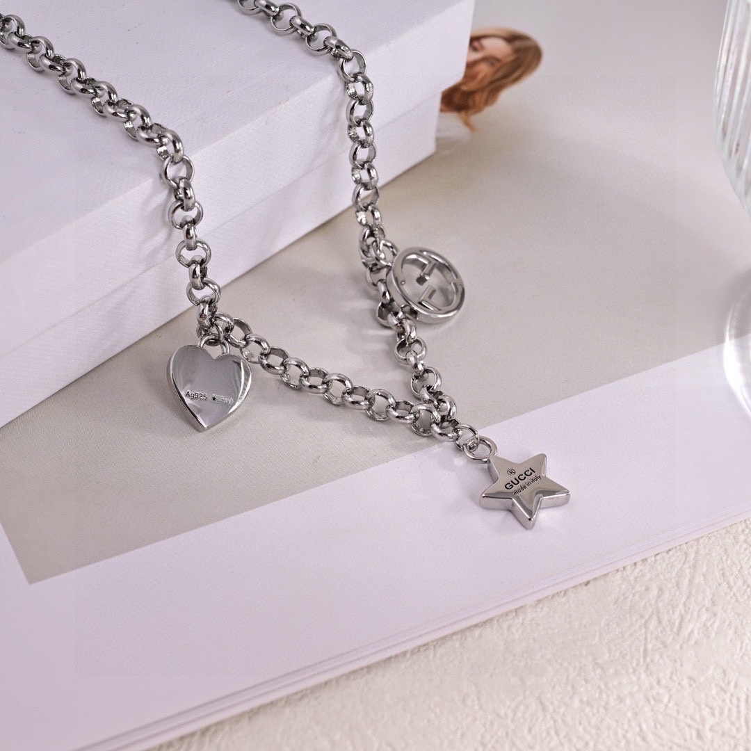 GGN058 GG star heart charms choker necklace and bracelet - ccjewelryacc