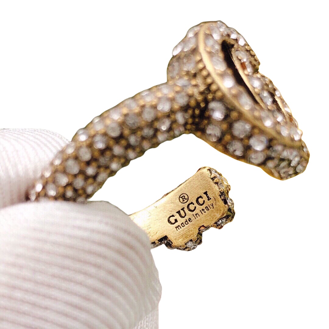 GGR005 Full crystal GG logo adjustable ring - ccjewelryacc