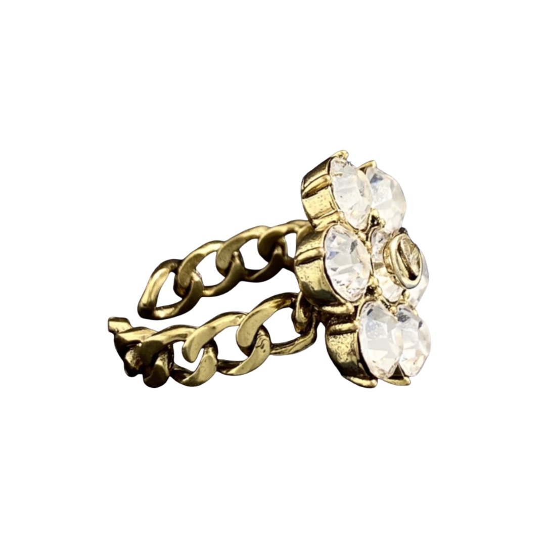GGR001 7 diamond flower with GG logo ring - ccjewelryacc