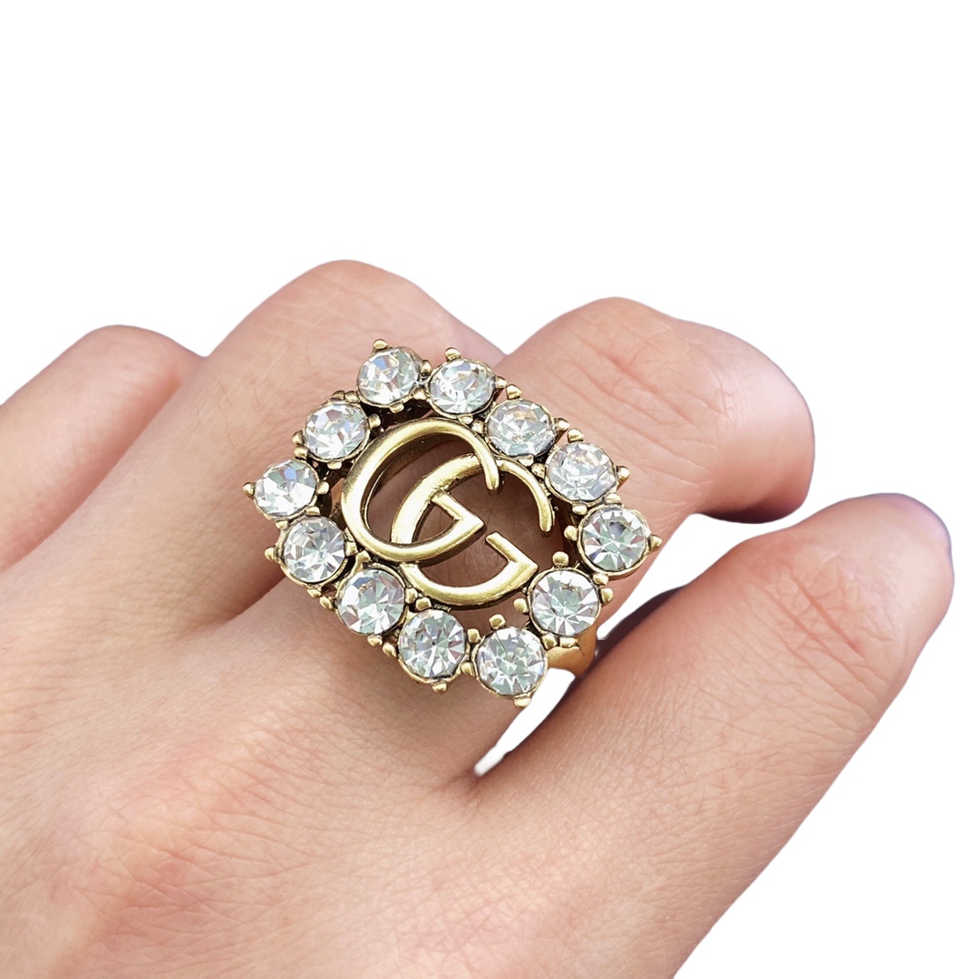 GGR002 12 Diamond GG logo ring - ccjewelryacc