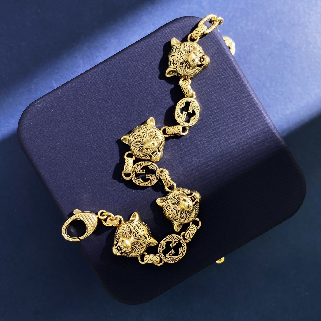 GGS025 GG tiger head Charms bracelet for men - ccjewelryacc